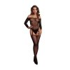 Le Désir Shimmering Off the Shoulder Bodystocking - One Size - Black/Gold Glitter